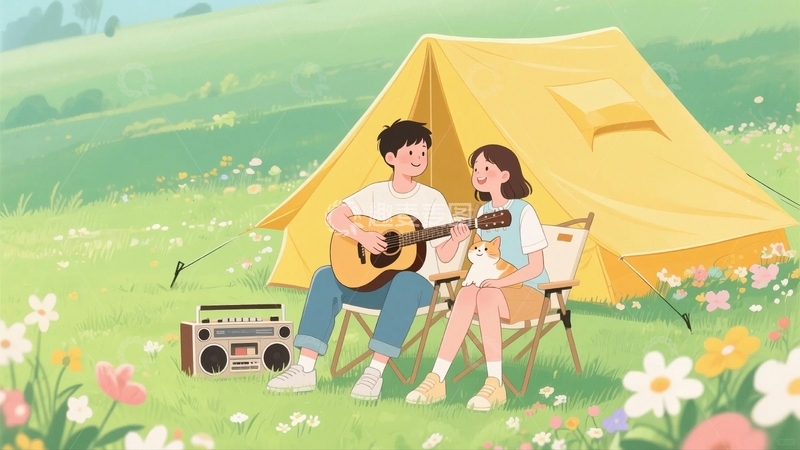 踏青出游情侣人物