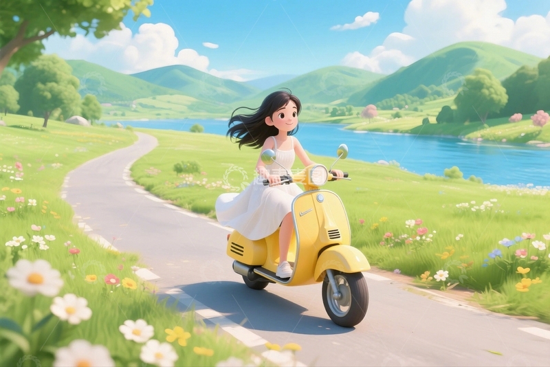 踏青出游人物背景1