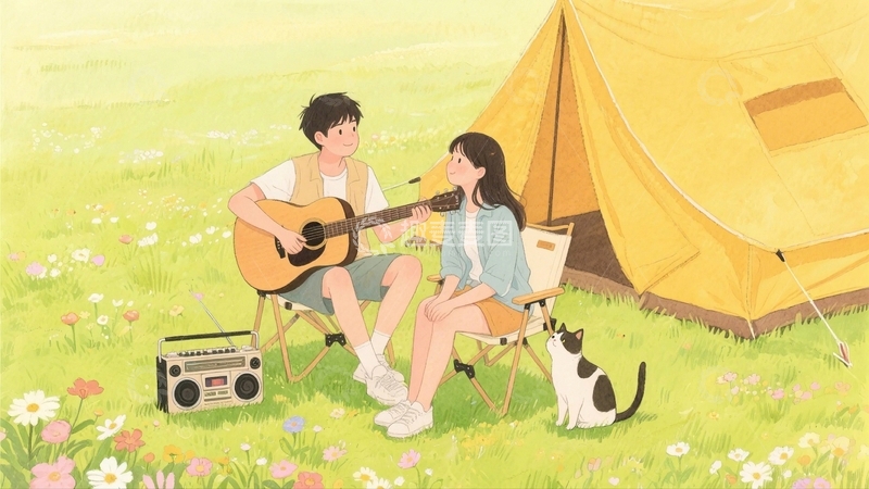 踏青出游情侣人物1