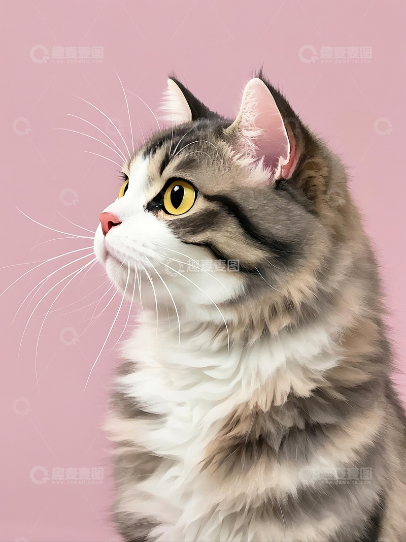 高清大图下载【趣麦麦图】水彩卡通手绘猫咪