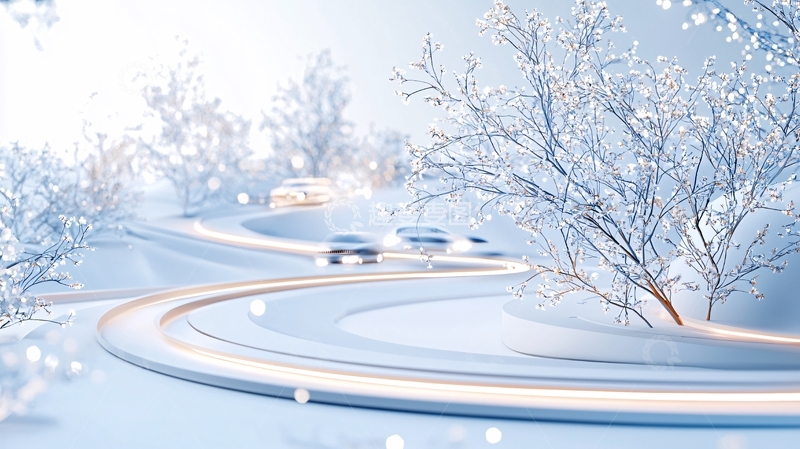 高清大图下载【趣麦麦图】雪景中的蜿蜒道路