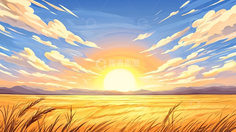 高清大图下载【趣麦麦图】金色的田野日出