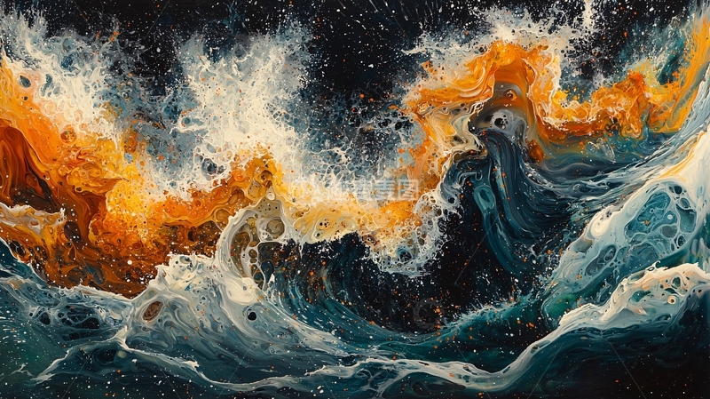 高清大图下载【趣麦麦图】抽象海洋波浪艺术画