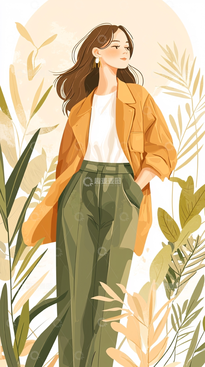 高清大图下载【趣麦麦图】秋日时尚穿搭插画素材