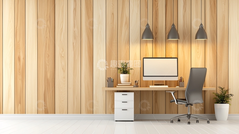 高清大图下载【趣麦麦图】木质背景的现代办公室