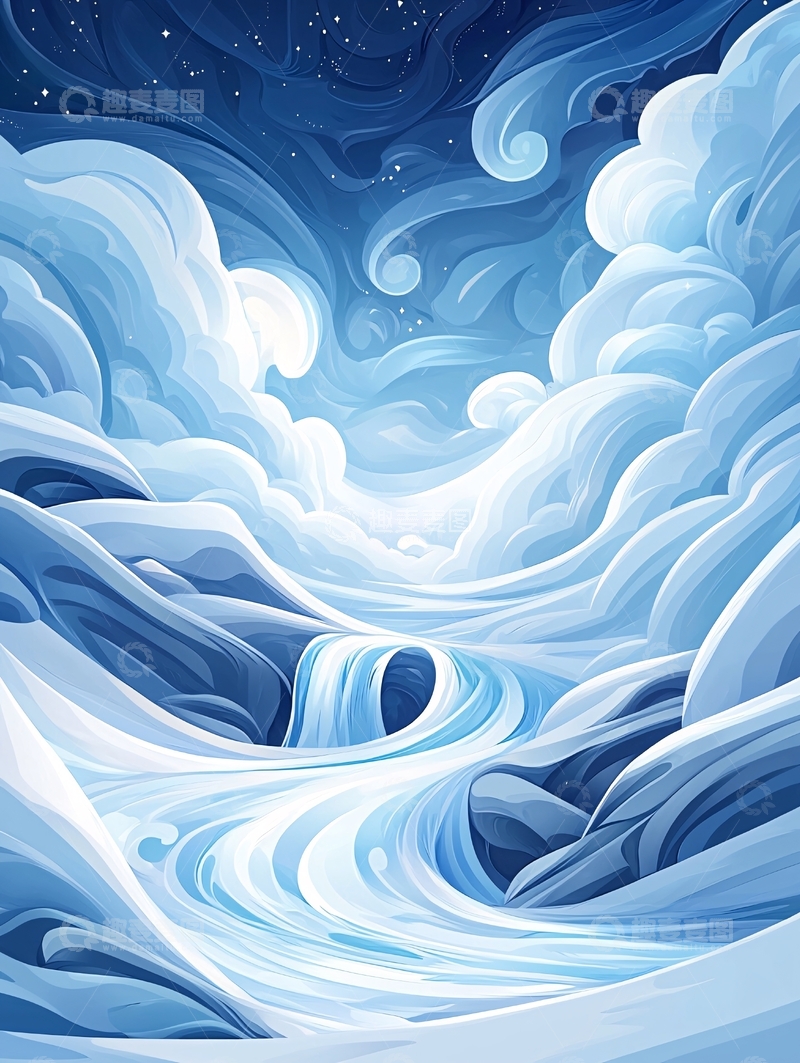 高清大图下载【趣麦麦图】蓝色抽象风景