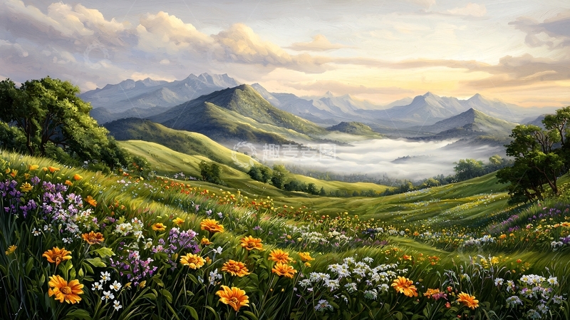 高清大图下载【趣麦麦图】山谷田园风光