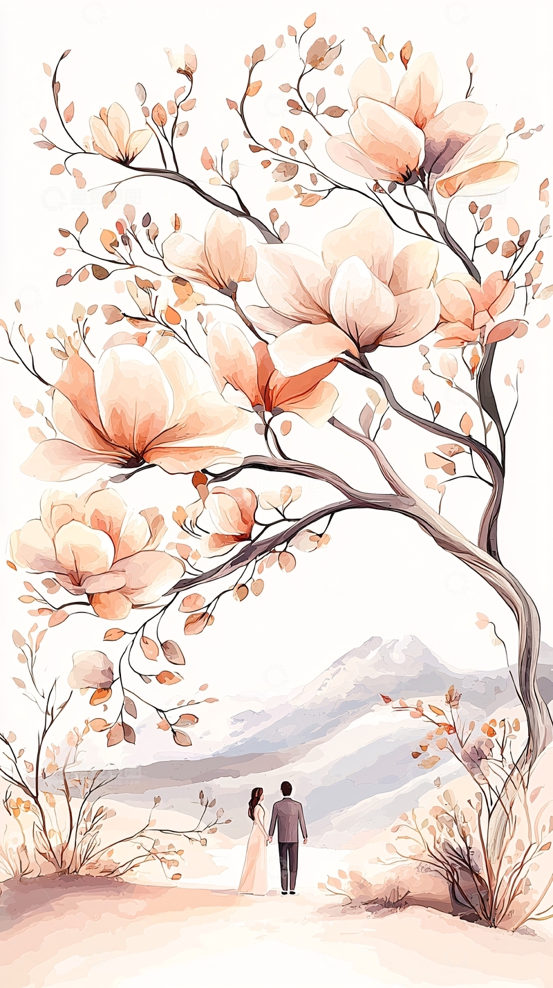 高清大图下载【趣麦麦图】秋日山间情侣漫步