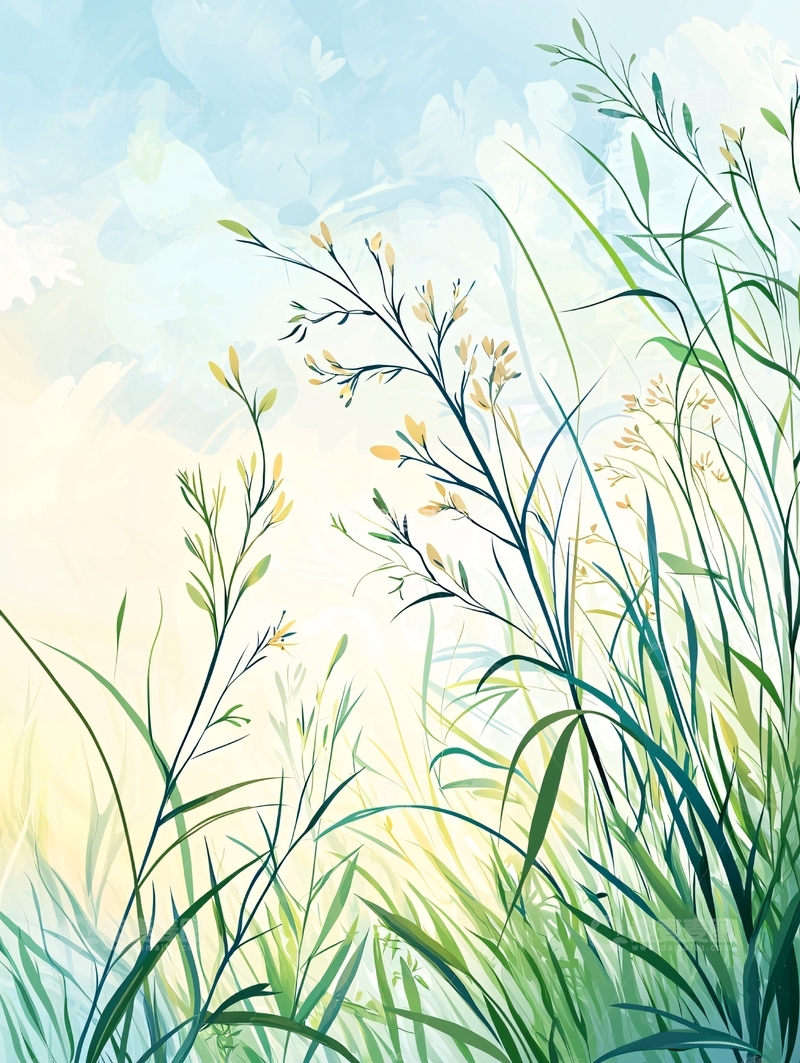 高清大图下载【趣麦麦图】水彩田园植物清新淡雅