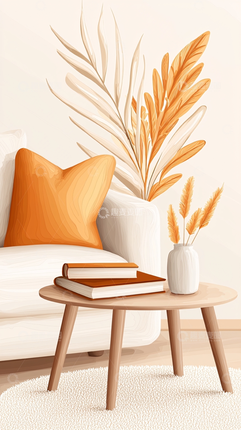 高清大图下载【趣麦麦图】温暖家居装饰插画