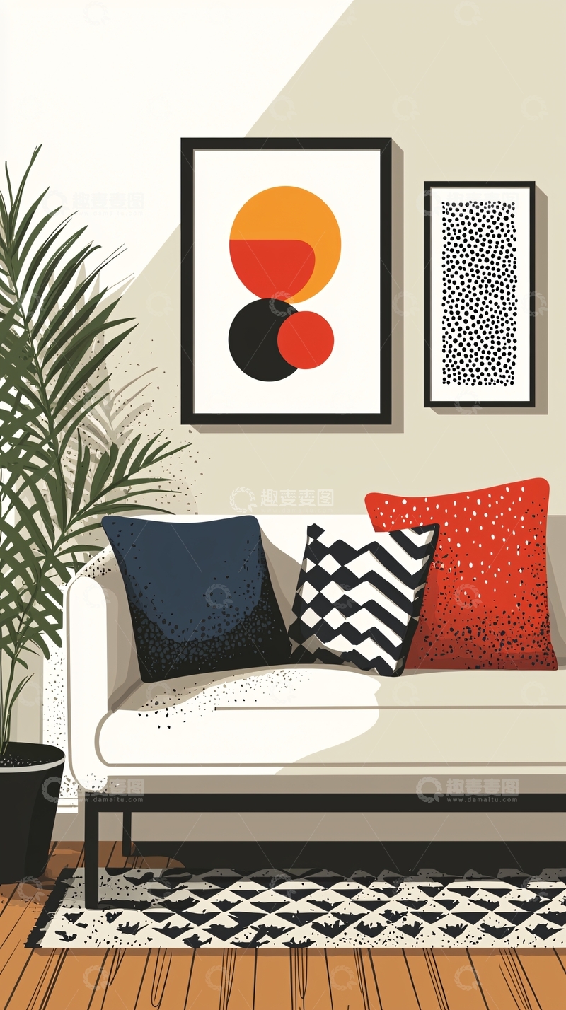 高清大图下载【趣麦麦图】现代简约客厅装饰设计图