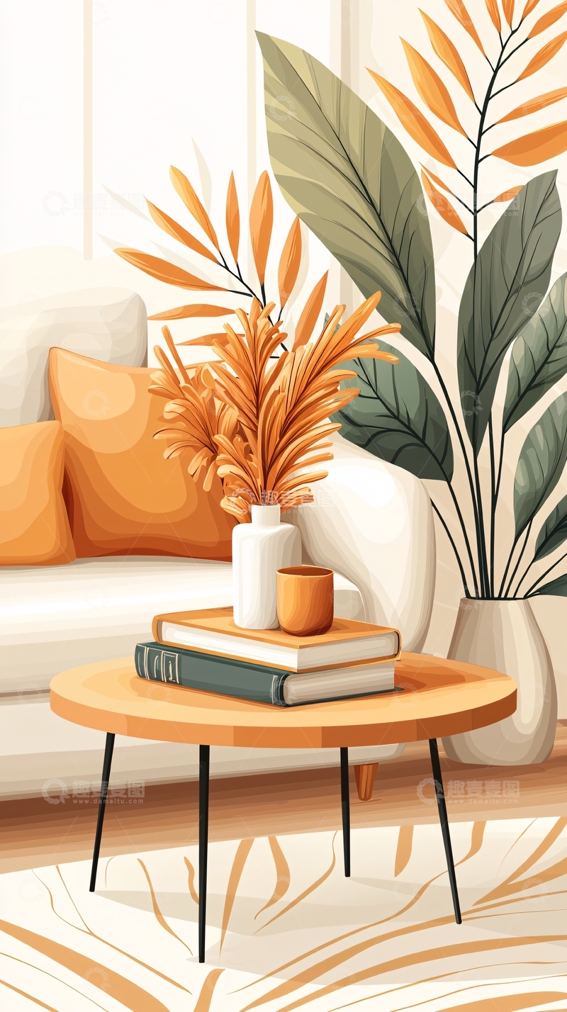 高清大图下载【趣麦麦图】温暖家居装饰插画
