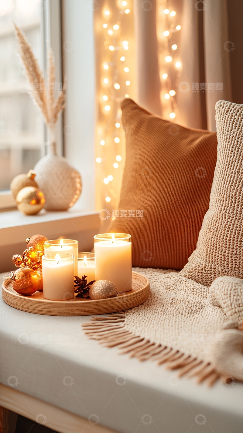 高清大图下载【趣麦麦图】温馨烛光圣诞装饰