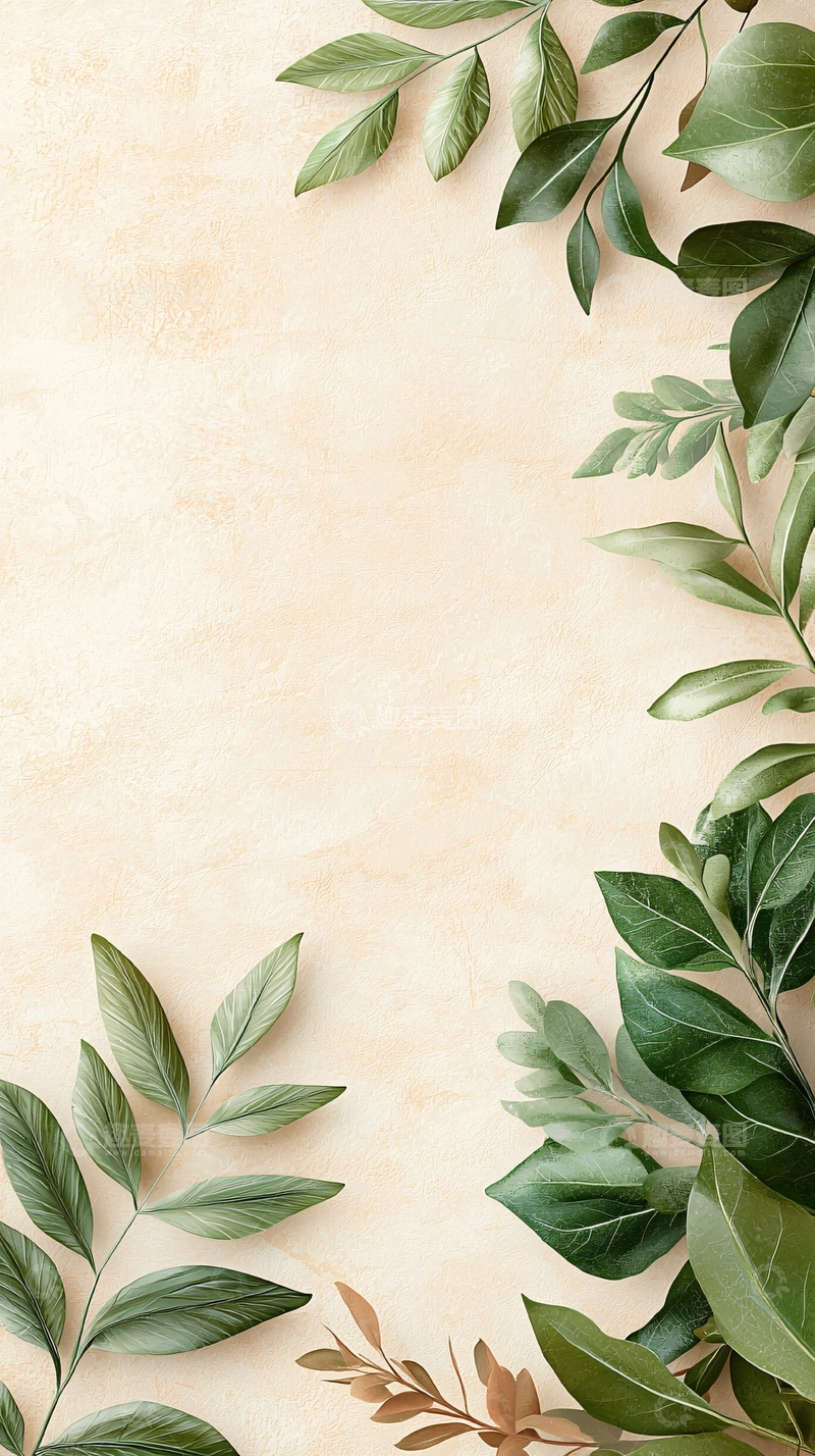 高清大图下载【趣麦麦图】绿色植物边框背景素材