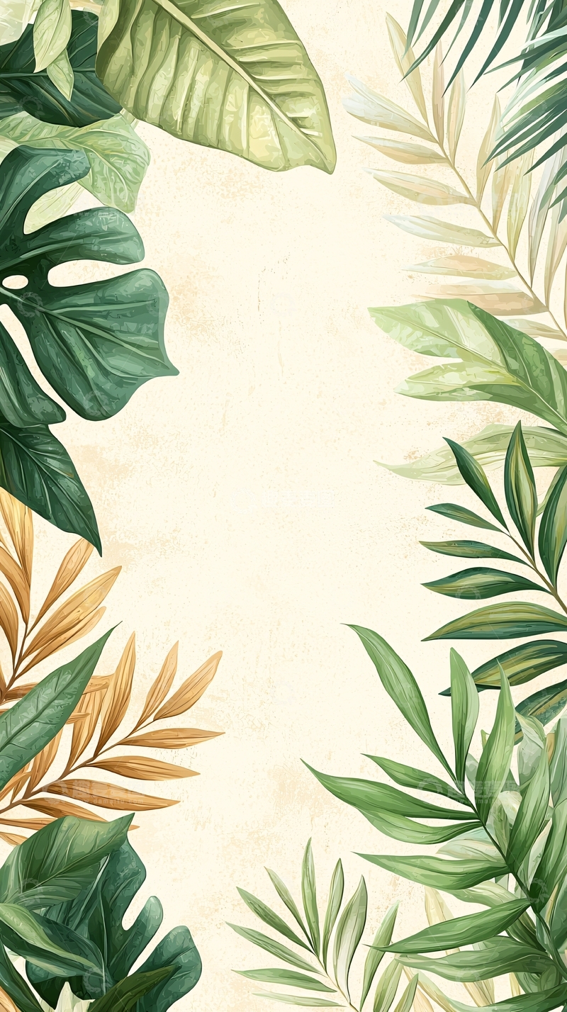 高清大图下载【趣麦麦图】热带植物边框背景图