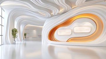 未来感白色流线型空间