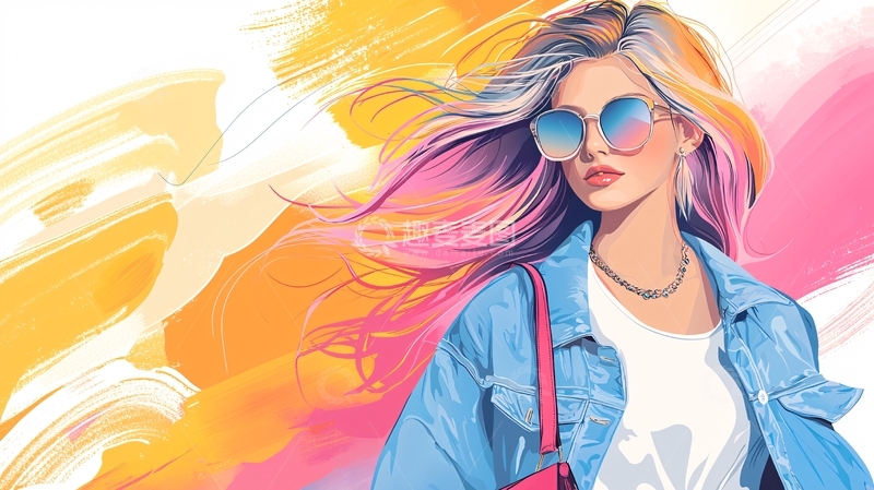 高清大图下载【趣麦麦图】时尚女性彩色背景