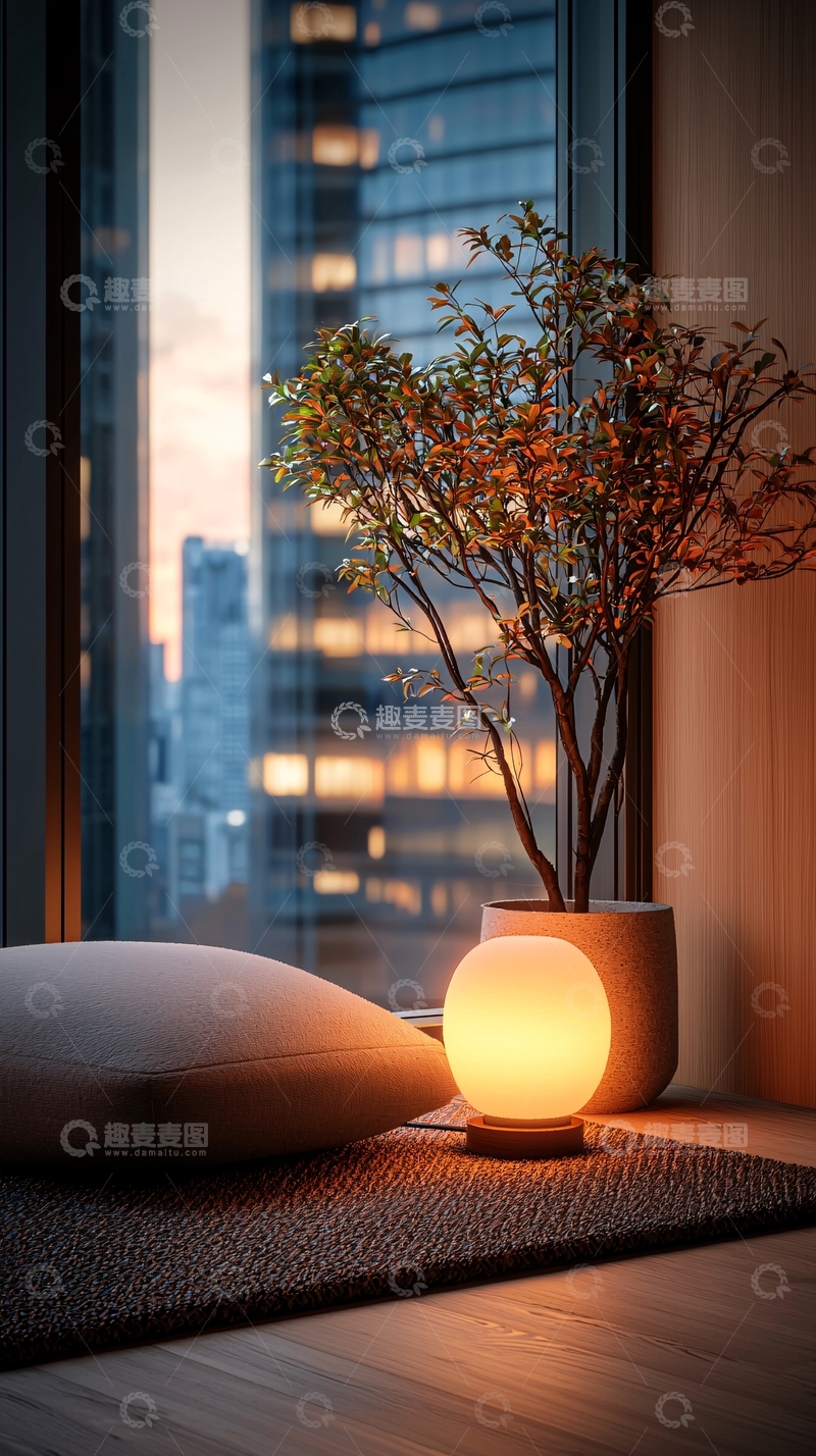 高清大图下载【趣麦麦图】现代室内植物与灯光装饰
