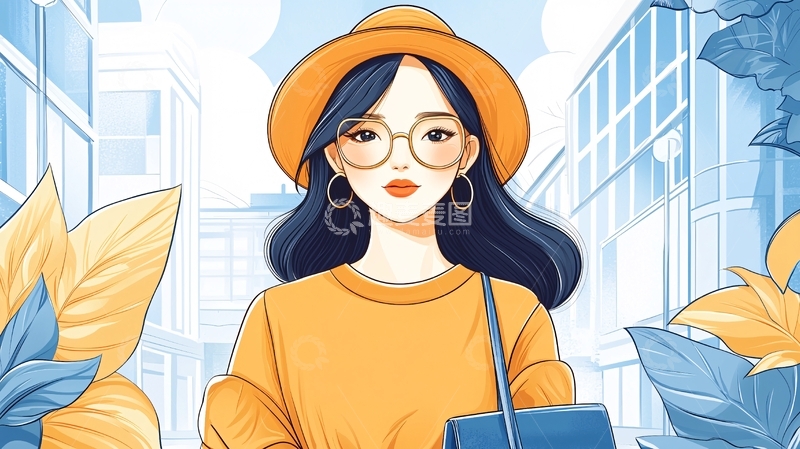 高清大图下载【趣麦麦图】时尚女孩漫步城市