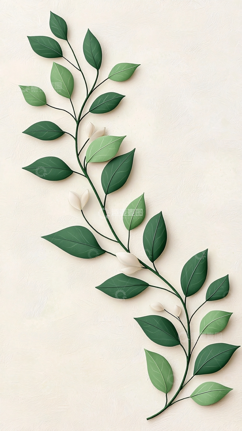 高清大图下载【趣麦麦图】绿色植物枝条装饰图案