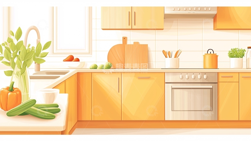 高清大图下载【趣麦麦图】明亮厨房台面蔬果静物