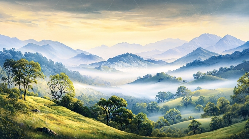 高清大图下载【趣麦麦图】山间云雾缭绕的唯美景色