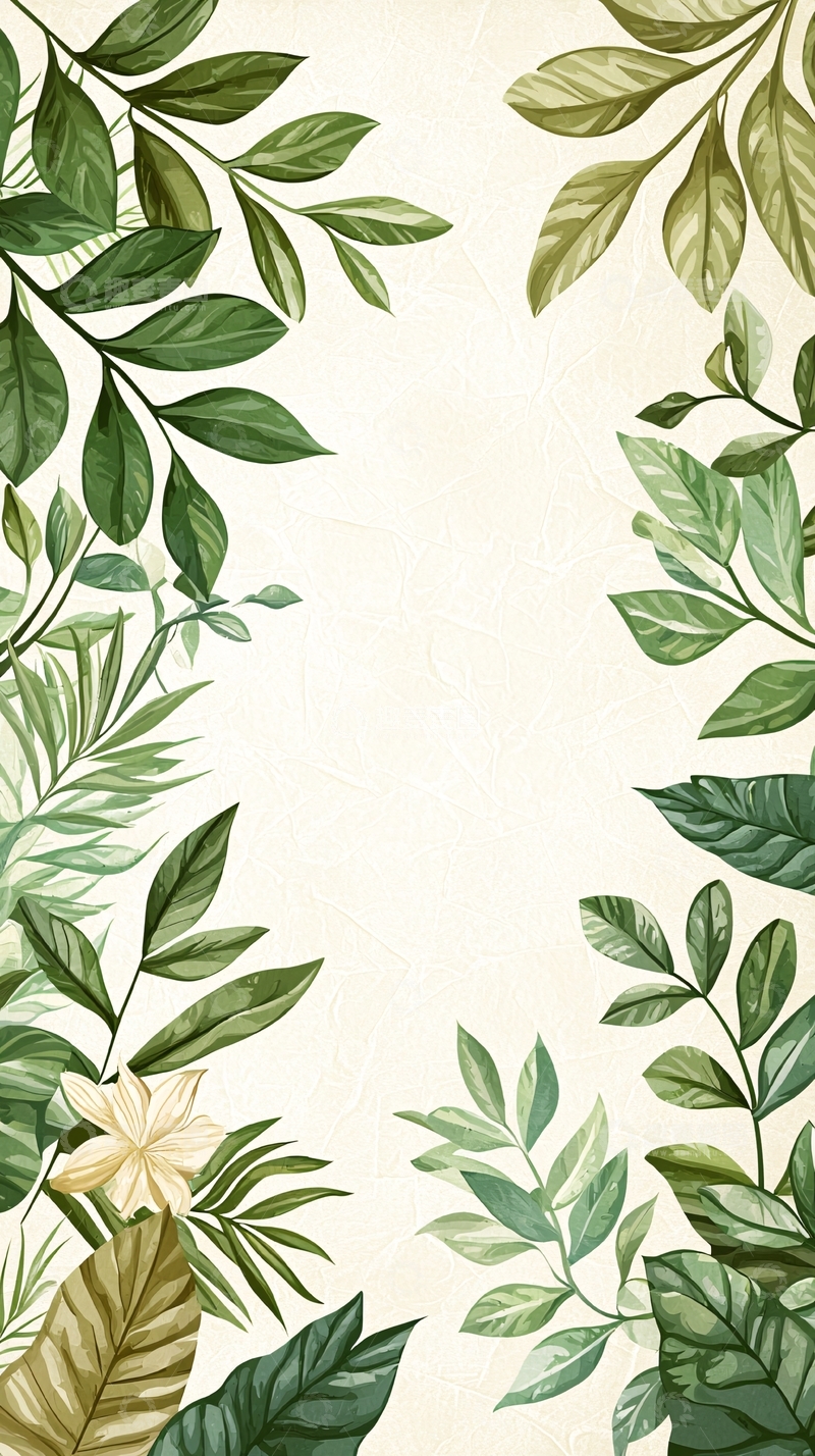 高清大图下载【趣麦麦图】绿色植物边框背景图