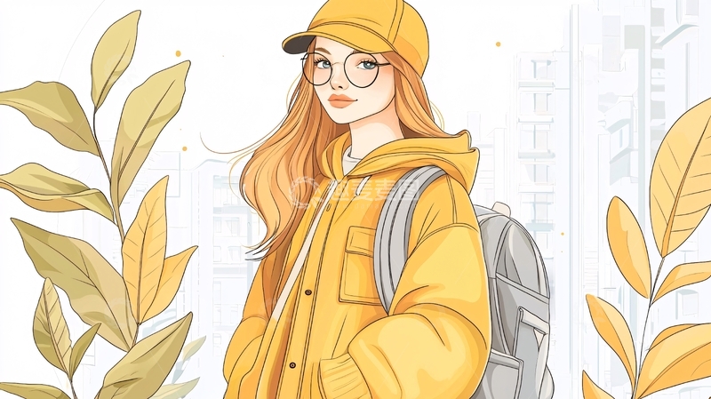 黄色系女孩高清图片