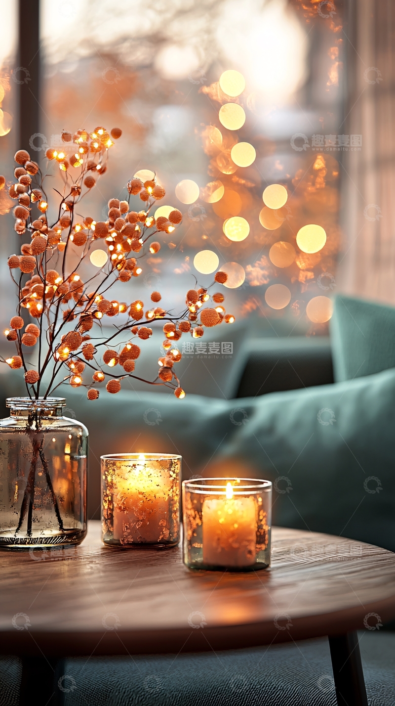 高清大图下载【趣麦麦图】温馨烛光装饰室内场景
