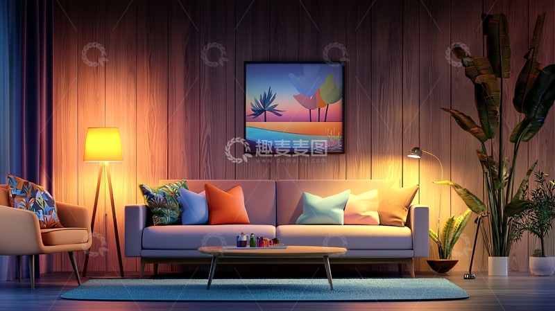 高清大图下载【趣麦麦图】温暖舒适的客厅氛围