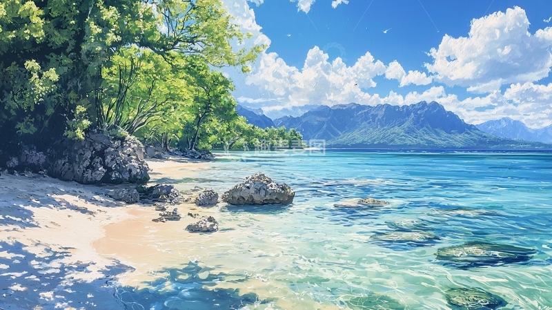 高清大图下载【趣麦麦图】热带海滩风景画