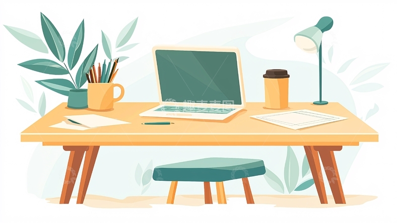 高清大图下载【趣麦麦图】办公桌上的笔记本电脑