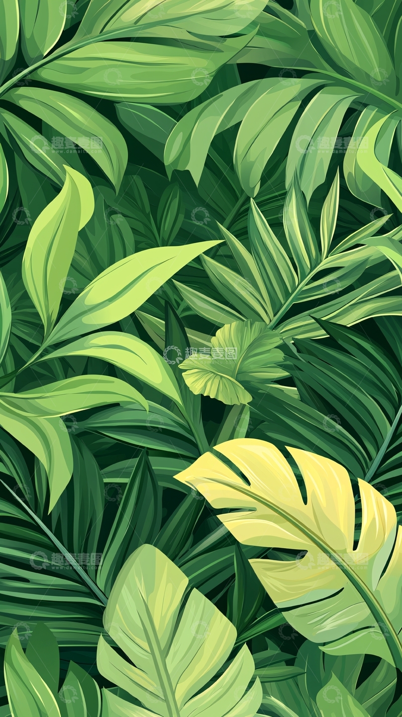 高清大图下载【趣麦麦图】热带雨林植物叶子背景图