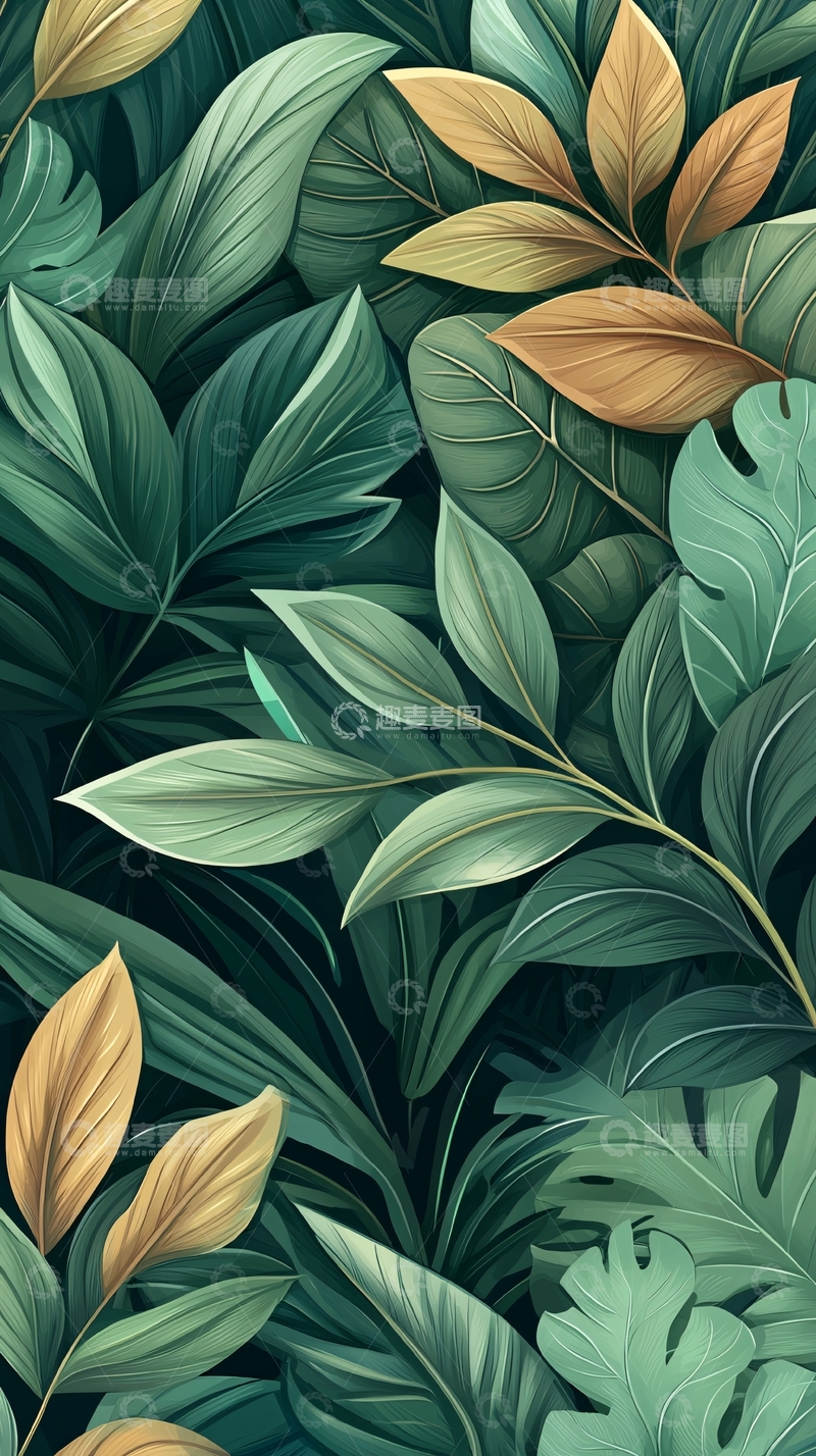 高清大图下载【趣麦麦图】热带植物叶子背景图