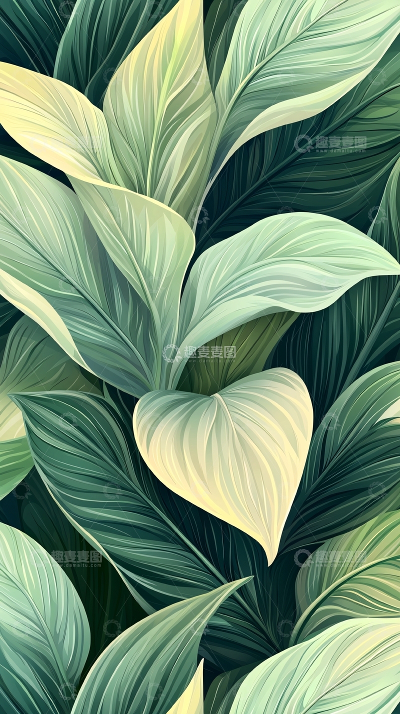 高清大图下载【趣麦麦图】绿色植物叶子背景图