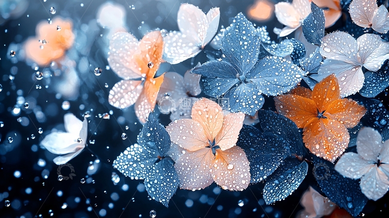 高清大图下载【趣麦麦图】雨后花朵水珠效果背景图