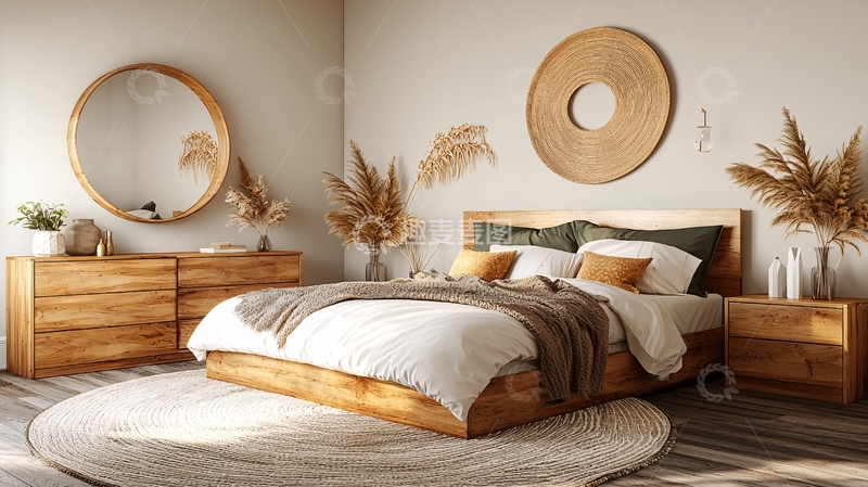 高清大图下载【趣麦麦图】温馨的米色系卧室