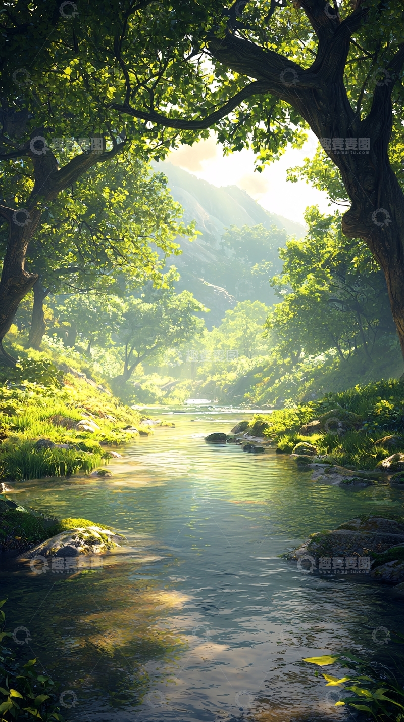 高清大图下载【趣麦麦图】阳光下的溪流自然风光