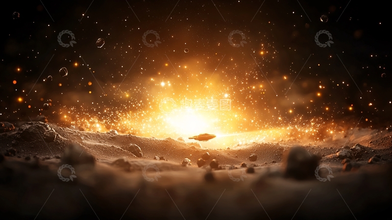 高清大图下载【趣麦麦图】星际飞船穿越星云