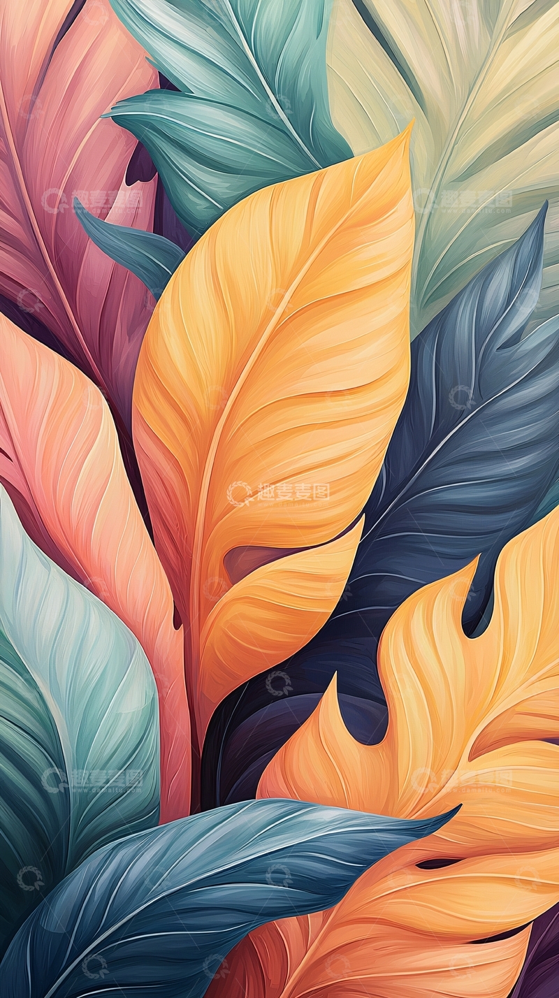 高清大图下载【趣麦麦图】色彩斑斓的叶子艺术背景
