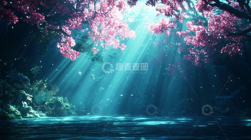 高清大图下载【趣麦麦图】梦幻海底森林光影