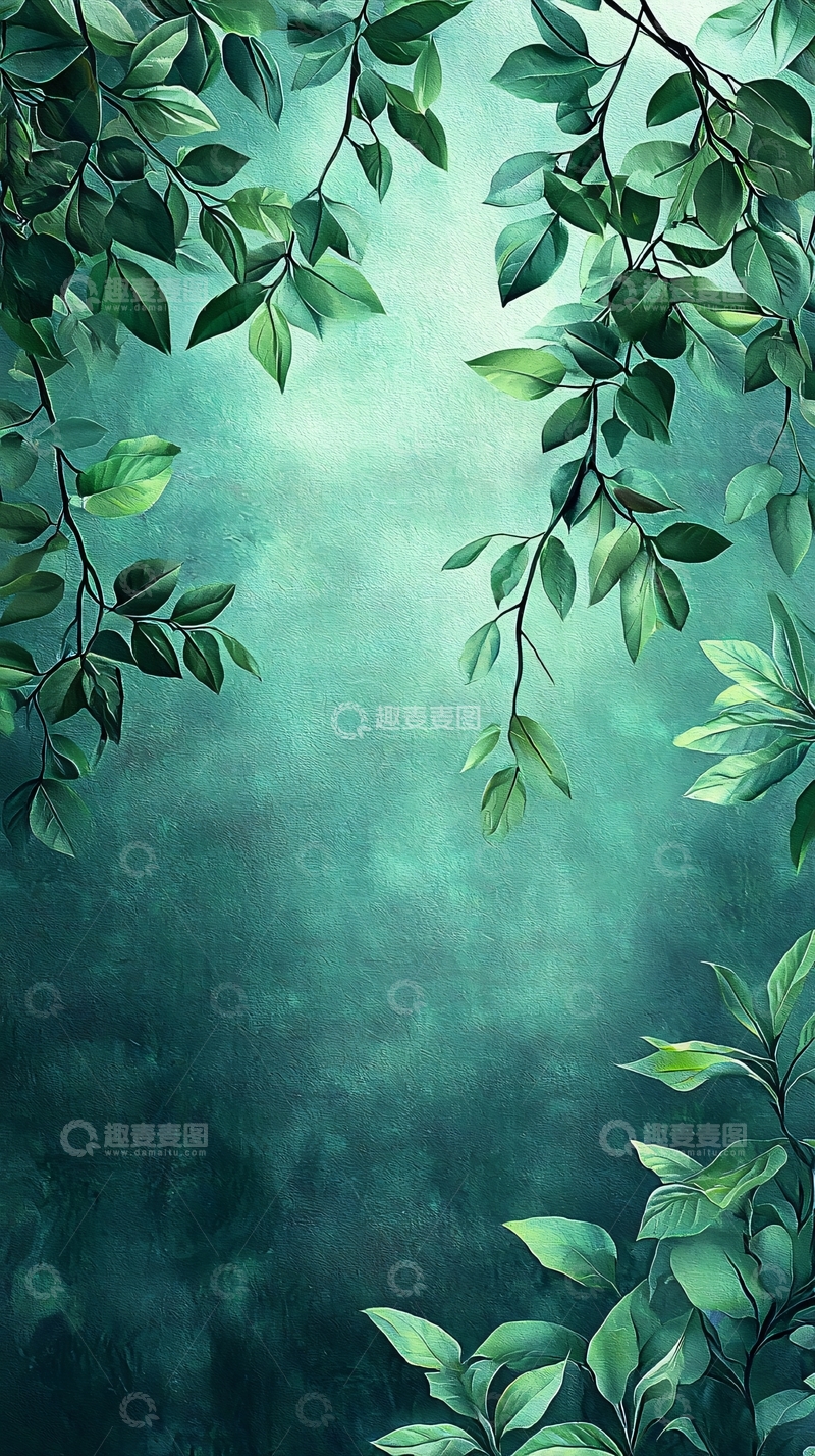 高清大图下载【趣麦麦图】绿色植物背景墙纸