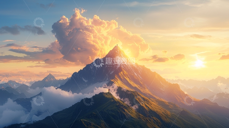 高清大图下载【趣麦麦图】日出山峰徒步探险