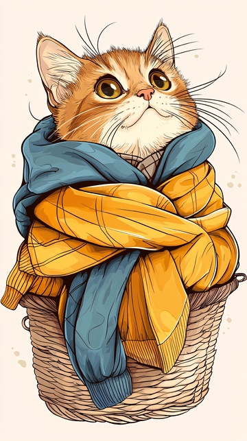 猫咪毛衣篮子里