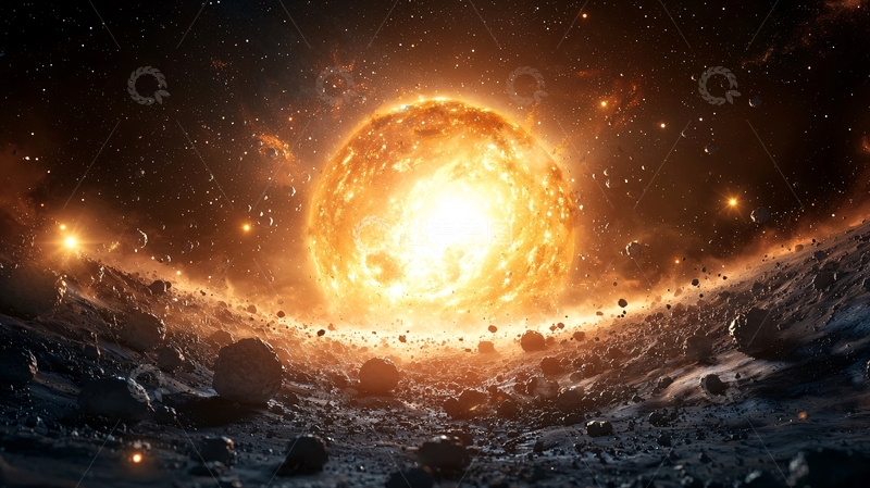 高清大图下载【趣麦麦图】星际陨石雨与炽热恒星