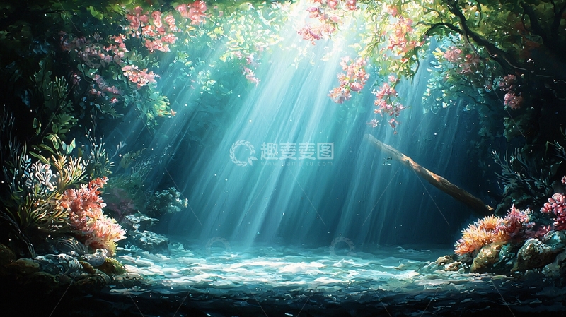 高清大图下载【趣麦麦图】神秘森林中的光束