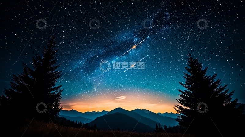 高清大图下载【趣麦麦图】夜空流星山景