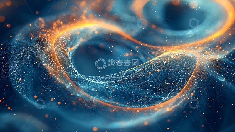 高清大图下载【趣麦麦图】蓝色光晕粒子流动效果