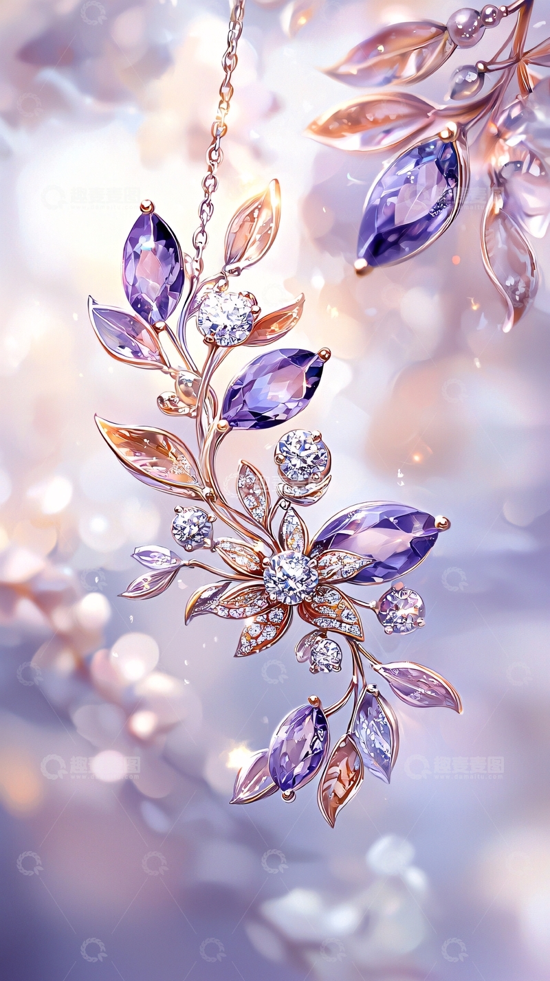 高清大图下载【趣麦麦图】紫色宝石项链创意设计