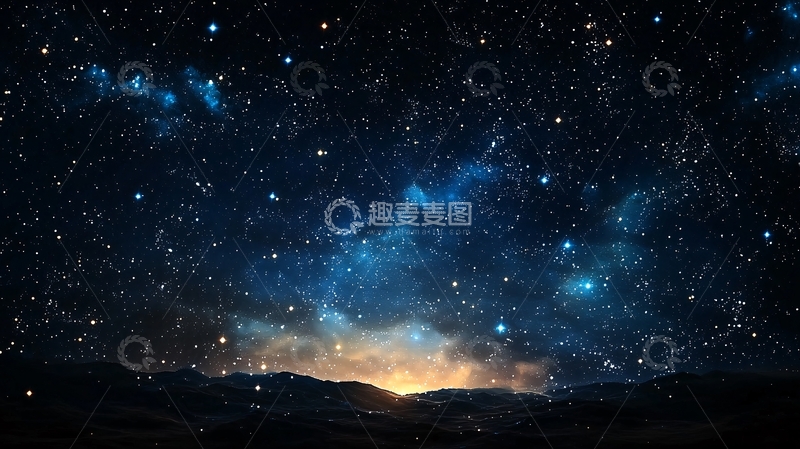高清大图下载【趣麦麦图】夜空下的星河与山脉